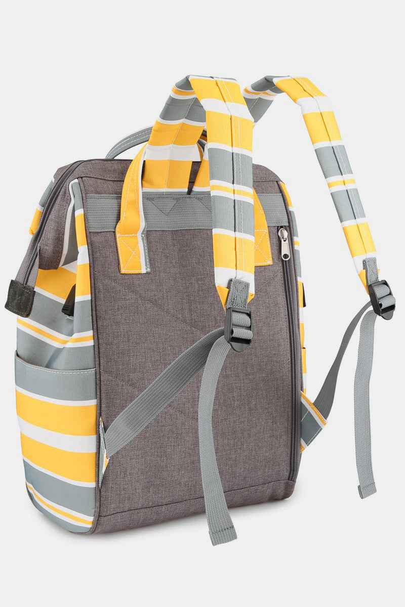 Himawari Striped Waterproof Nylon Backpack Bag with Side Pockets - Damned Threads